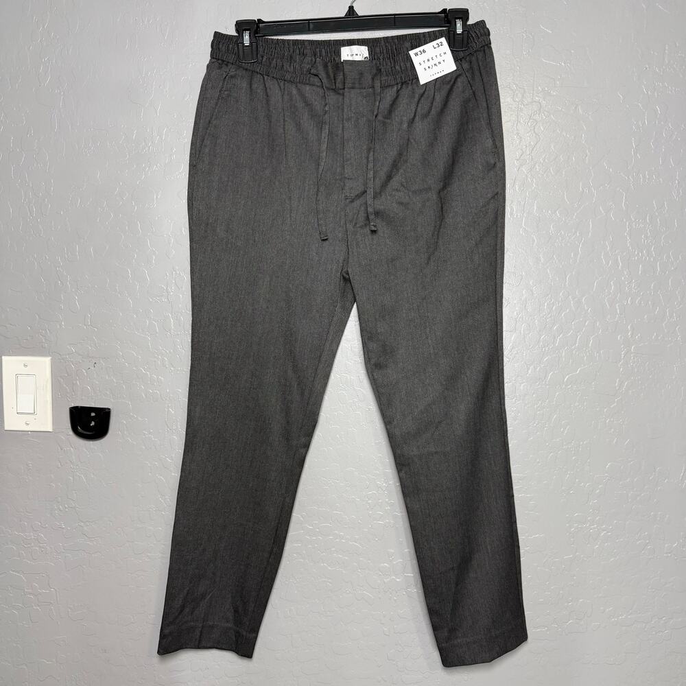 NWT TOPMAN Men's Grey Stretch Skinny Jeans 36x32 Slim Fit Denim Pants